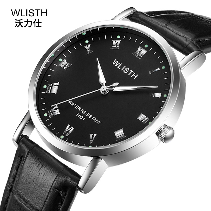 China brand Mens Watches Simplicity Slim Belt Korean Edition Noctilucent leisure time waterproof Students quartz watch
