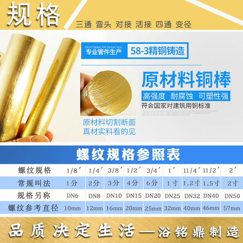 Factory direct sales copper outer wire connector direct copper pair wire 4 minutes 6 minutes 1 inch copper outer wire variable diameter double outer wire connector