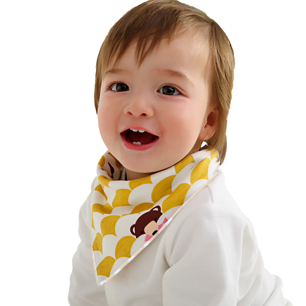 Pak Pak rice pure cotton Infants triangle Saliva towel New side money Male Health Female baby Snaps Two-sided Autumn and winter Bibs