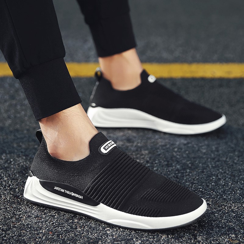 飞织休闲运动鞋2018春秋季高帮男士新款潮流篮球鞋跑步鞋外贸批发