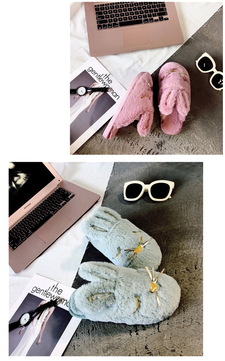 厂家直销新款厚底毛绒棉拖鞋秋冬季家居保暖柔软卡通女士棉拖批发