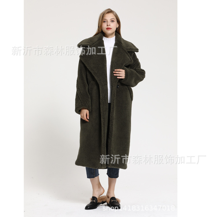 Autumn and winter women's large size coat teddy bear extended warm suit collar coat imitation fur spot Autumn and winter women's large size coat teddy bear extended warm suit collar coat imitation fur spot