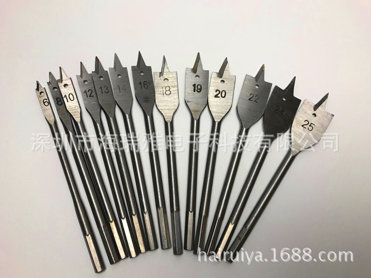 批发木工扁钻头 开孔器打眼钻6MM六角柄定位钻头15件套连杆铲型钻-阿里巴巴