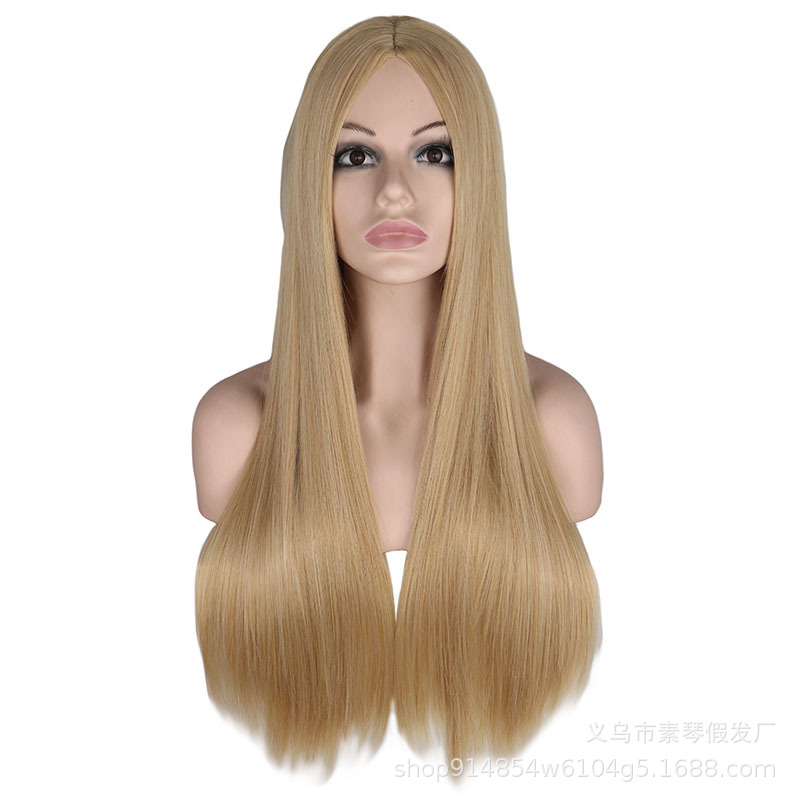 Fashion Mid-point Scalp Mixed Long Straight Hair Anime Wig Stage Performance Cos Wig display picture 2