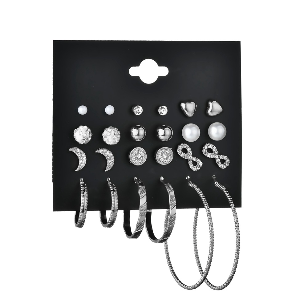 Nuevo Conjunto De 12 Pares De Estrellas Y Luna Pequeños Aretes De 8 Caracteres Y Combinación De Aretes display picture 2