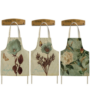 Sleeveless adult cotton and linen apron Korean fashion gift kitchen shop overalls overalls cafe studio to map