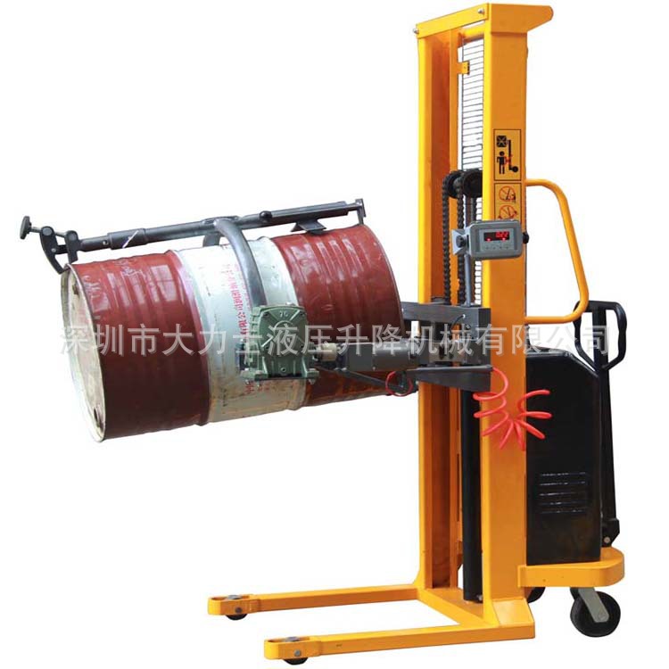 单门架半电动油桶堆高车 YL520-1油桶翻转倒料车