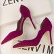9288-3 Euro-American Style Simple Fine heel, Super high heel, Suede, Shallow and Point Sexy Night Club Slim Side Hollow Single Shoe