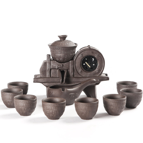 Harvest Grain Retro Purple Clay Automatic Tea Set Anti-scald Brewing Kung Fu Tea Set Portable Lazy Tea Set