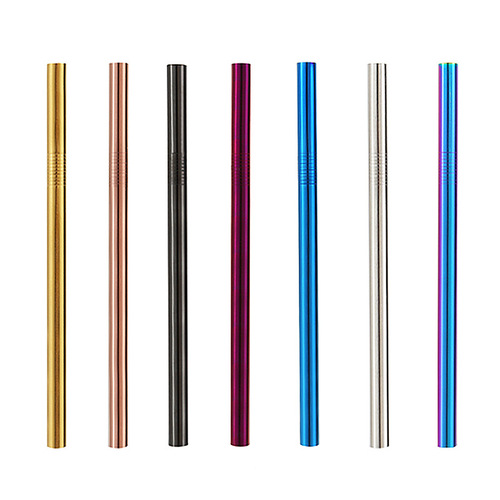 Food grade 304 stainless steel straws creative colorful pearl milk tea tube cocktail drink juice round tube