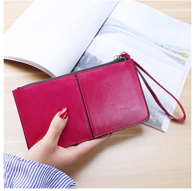 Einfarbige Pu-leder-reiß Verschluss Brieftaschen Für Damen display picture 6