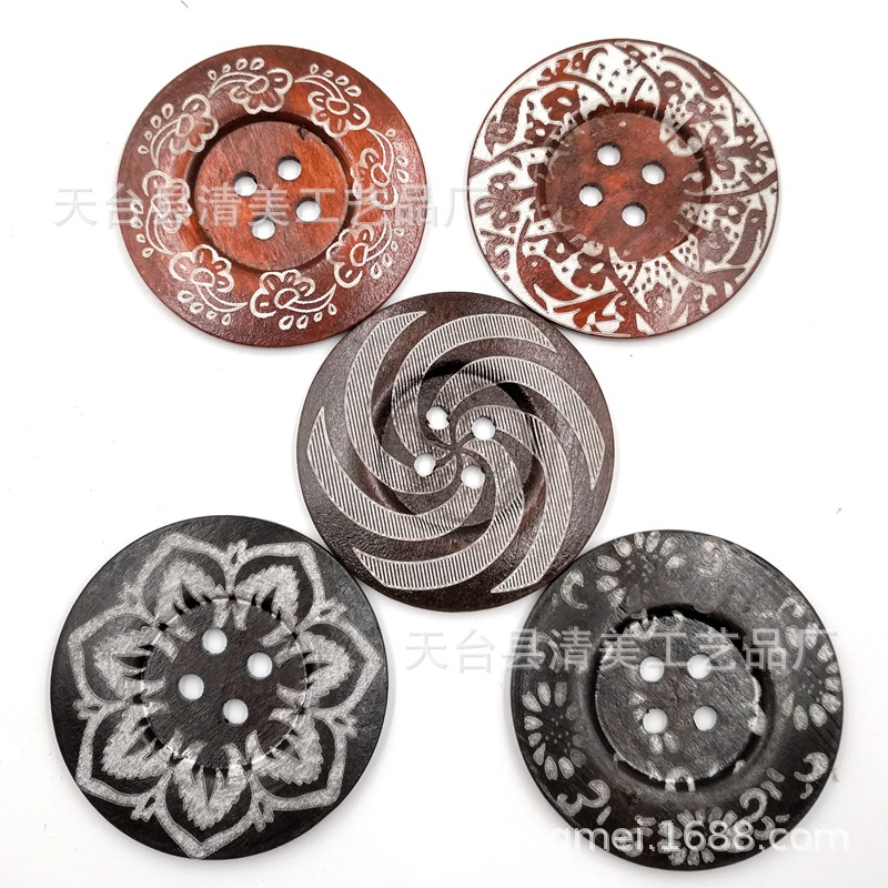 Botón de madera de borde ancho de 60mm Botón grande pintado de madera de bricolaje 10 por paquete