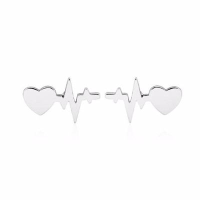 Best Selling Lightning Peach Heart Electrocardiogram Earring Necklace Set Current Earrings display picture 6