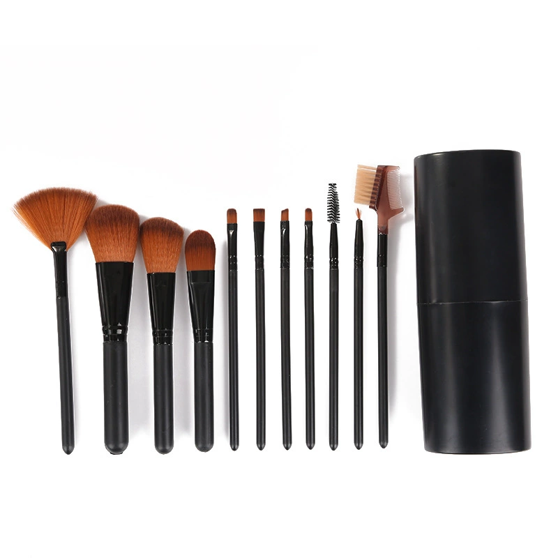 Makeup Brush Set, 12-Piece Portable Travel Kit, Soft Synthetic Bristles, Carrying Tube