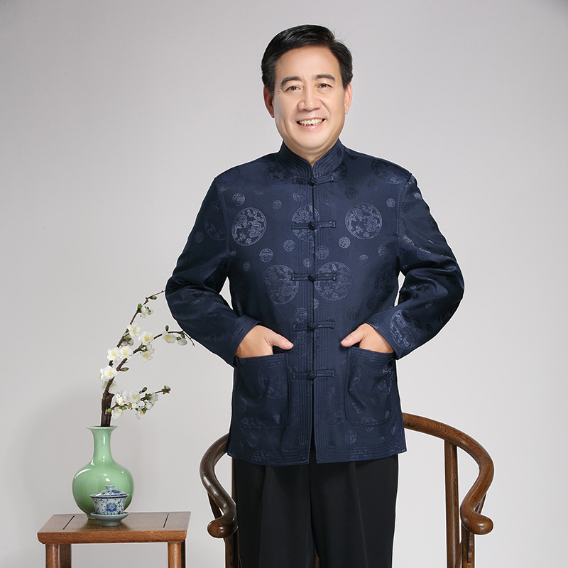 Ethnic demi-season long-sleeve for summer and autumn, jacket, Chinese style, for middle age 4