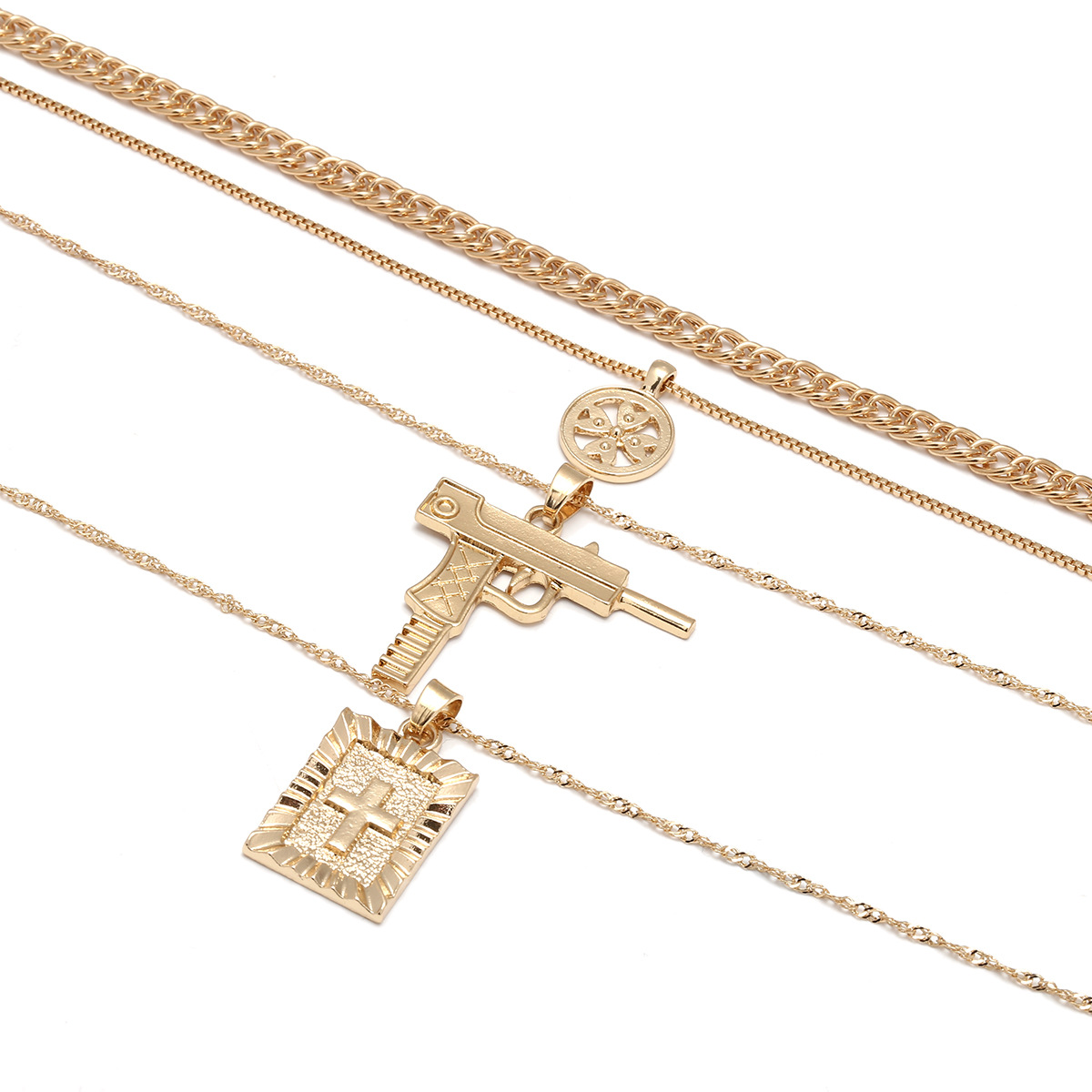 Alloy Fashion Geometric necklace(Golden) NHXR2263-Golden