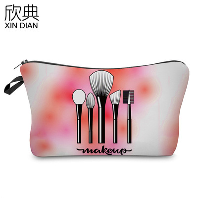 欣典数码印花化妆包makeup图案手拿包女士多功能旅行洗漱收纳包