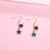 Earrings, blue long asymmetrical starry sky, wholesale