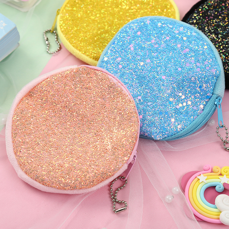 New Creative Round Sequins Cartoon Coin Purse Headphone Storage Bag 10.5*10.5 display picture 2