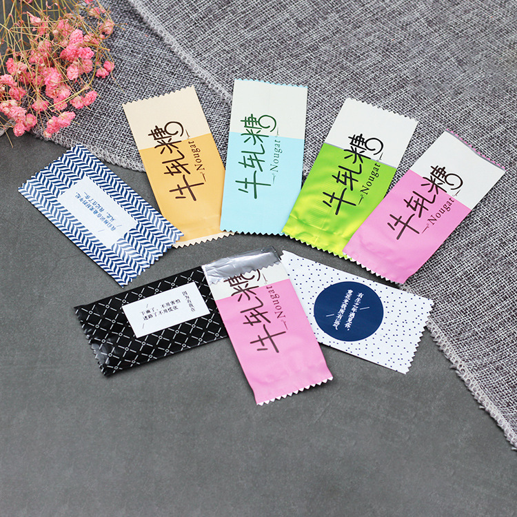 厂家直销袋子铝膜糖果袋 烘焙食品牛轧糖包装袋子 奶糖机封袋