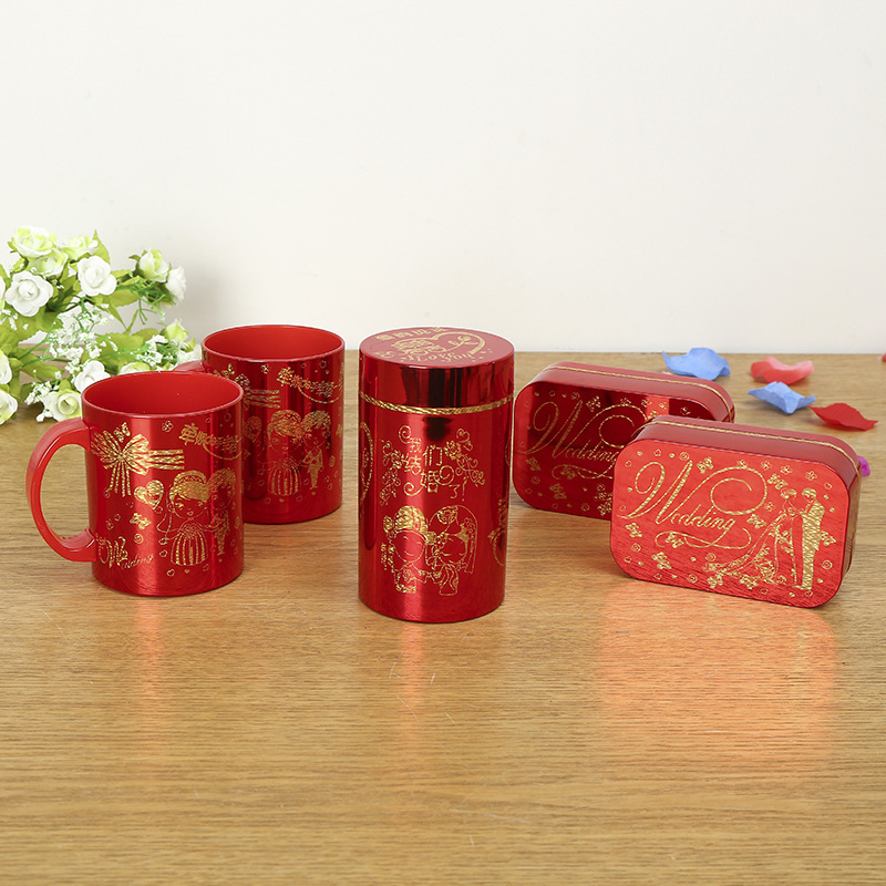 喜慶用品紅色茶葉罐 茶杯 香皂盒批發 塑料杯子  廠家供應