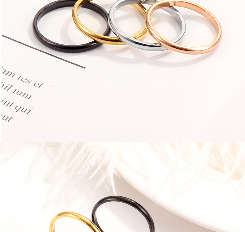 Simple Style Solid Color Titanium Steel Rings 1 Piece display picture 1