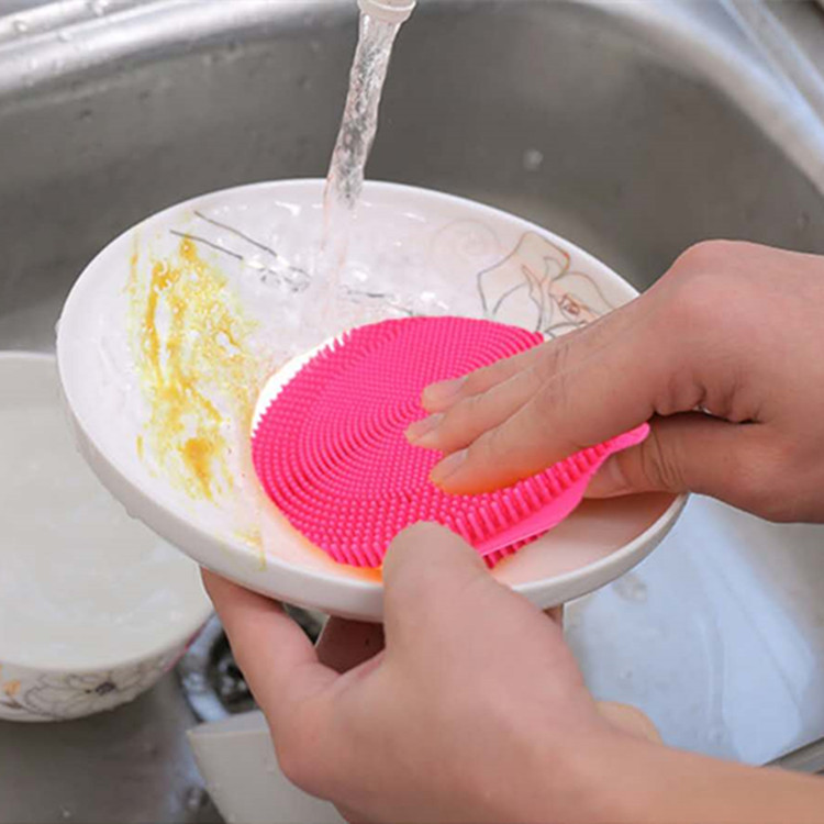 multi-function silica gel Dishwashing brush Silicone Wiper Vegetables fruit clean circular Silicone Brush Manufactor Direct selling