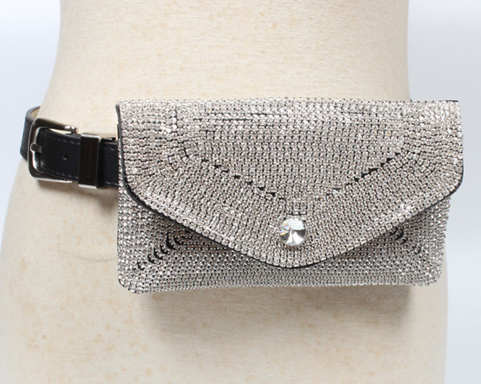 Ceinture Noire À La Mode Avec Strass Petite Poche display picture 1