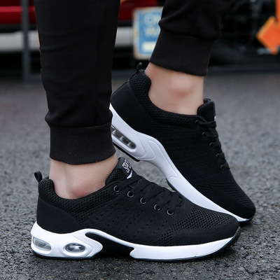 夏季镂空飛織男鞋低幫氣墊減震跑步鞋镂空青年時尚男士運動休閑鞋