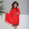 Foreign trade Autumn and winter Explosive money Two flower Same item Solid Cashmere Scarf tassels fashion keep warm Shawl Accessories wholesale
