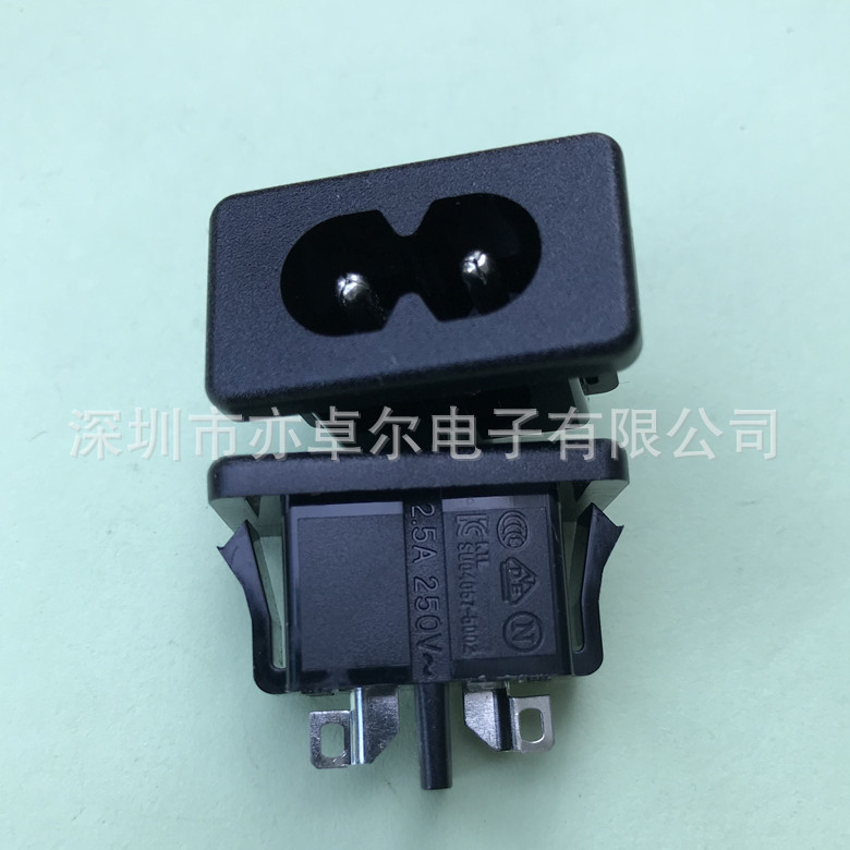 台湾荣丰RONGFENG电源插座八字插座卡式RF-180-BB有多国安规认证