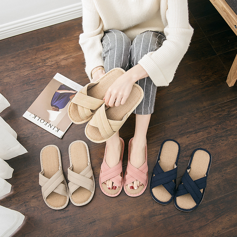日式居家凉拖 四季亚麻拖鞋 情侣家居防滑透气棉麻拖鞋 厂家直销|ru