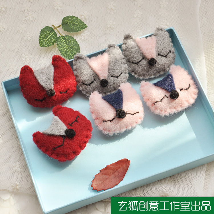 Handmade Wool Felt Small Animal Finished Fox Hair Ring Hair Accessories Headband Garland Home Decoration Material
