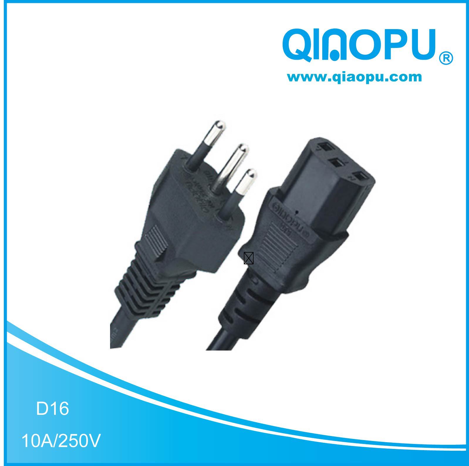 巴西INMETRO UC IEC 10A 16A C13三芯电源线延长线 长度可定