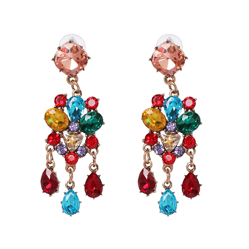new geometric water drop tassel earrings alloy diamond jewelry wholesalepicture11