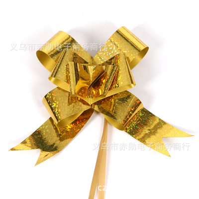 批发拉花彩带 30闪光膜镭射手拉花蝴蝶结型花结 高档婚庆喜庆拉花|ru