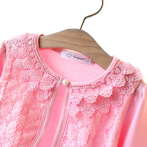 Children's Spring Top, Cotton, for Small, Medium, and Large Girls, Sun-Shirt with Shawl, Lace Top