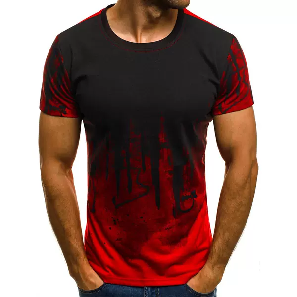 New Men's Fashionable Sports Fitness Personalized Printed T-Shirt Men's Summer Thin Short-Sleeved T-Shirt