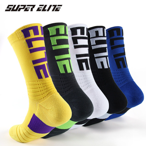  New Men's Elite Basketball Socks with Elite Letter Intermittent Ribbed Thickened Anti-Slip Sports Socks Trendy Socks