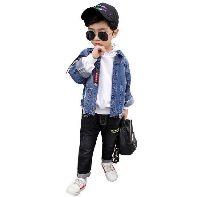 Áo khoác bé trai denim xuân hè 2019 Áo khoác trẻ em Hàn Quốc mới cho bé trai mặc quần áo bé trai Áo khoác