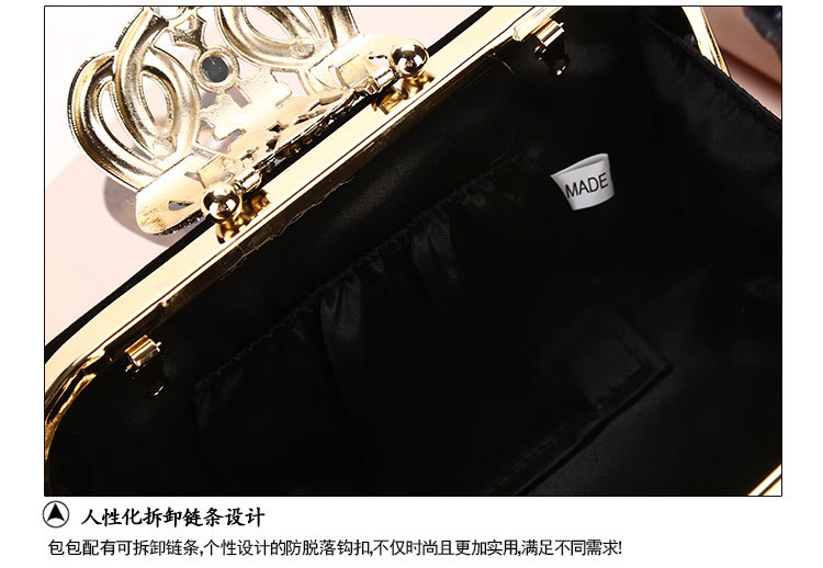 225g Weight Polyester Lining Material Buckle Closure Type Single Shoulder Strap Strap Type Evening Bag Bags Type Solid Color Pattern Fashion Style Royal Blue, Red, Wine Red, Black Color Small Size Retro Crown Diamond Diamond-studded Suede Evening Bag 9