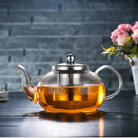 加厚玻璃茶壶耐高温不锈钢过滤冲茶器家用水壶玻璃泡茶壶套装茶具