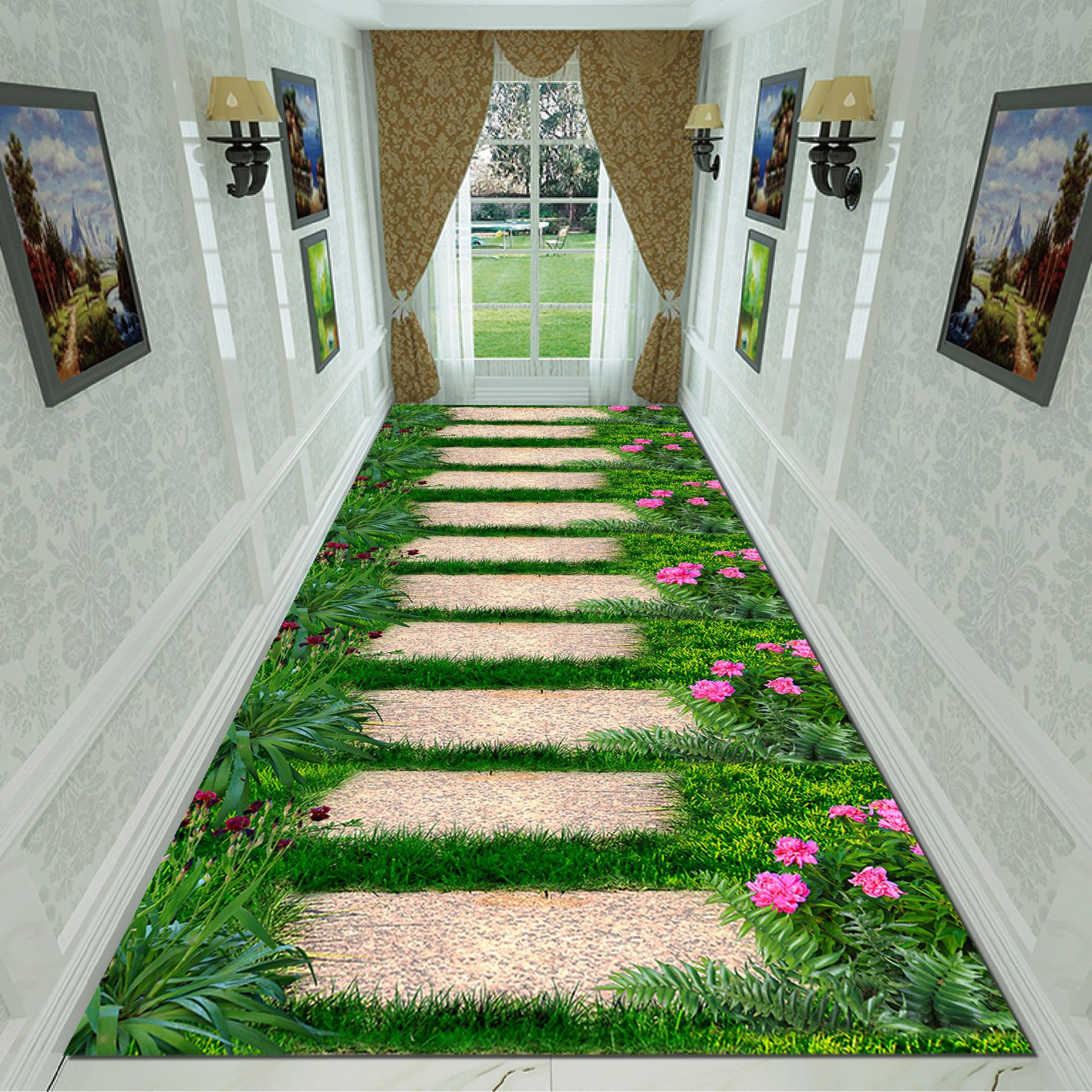 美式田园风格客厅地毯效果图_威廉高尔(云织设)官网