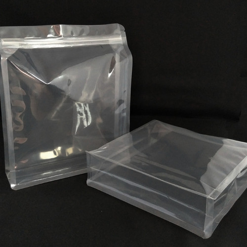 Wholesale eight-side sealing zipper transparent bag, plastic food grade composite packaging bag, eight-side sealing flat bottom bag