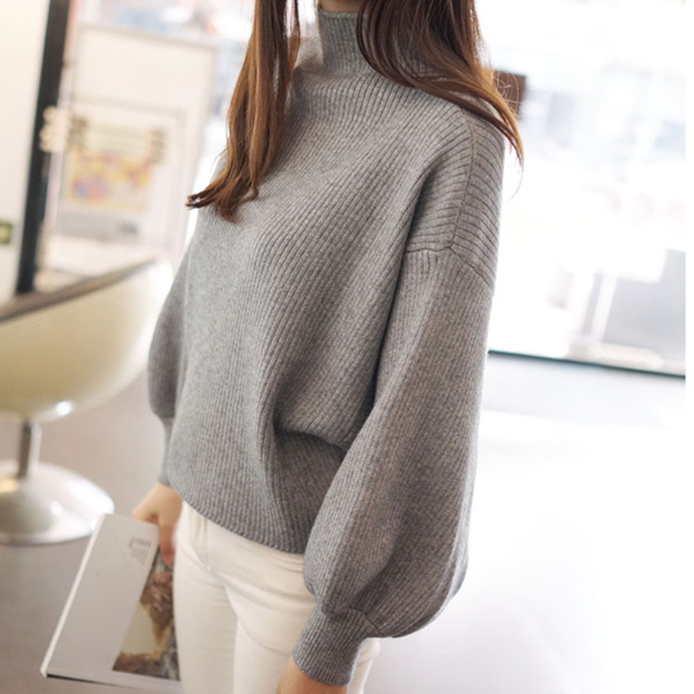 women s half high neck loose lantern sleeve pullover sweater nihaostyles clothing wholesale NSBY76911