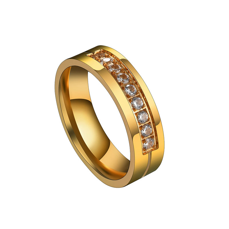 Simple Style Geometric Stainless Steel Plating Inlay Zircon Rings 1 Piece