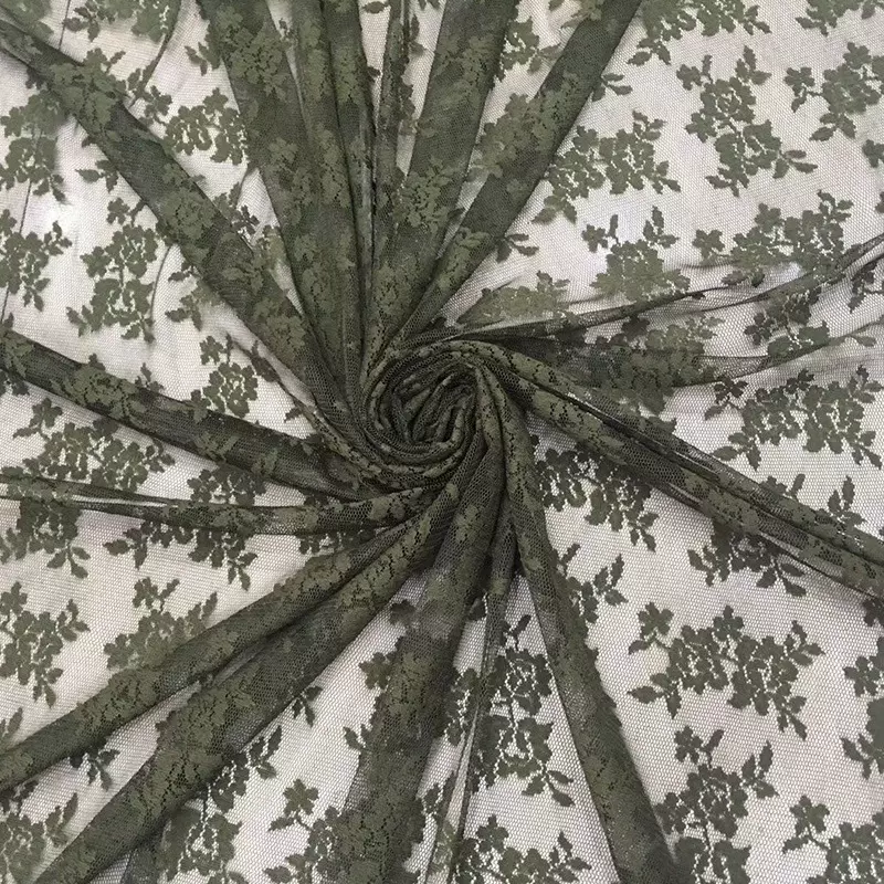 新版小花朵全涤无弹蕾丝面料 镂空服装连衣裙衬衫婚纱蕾丝布料