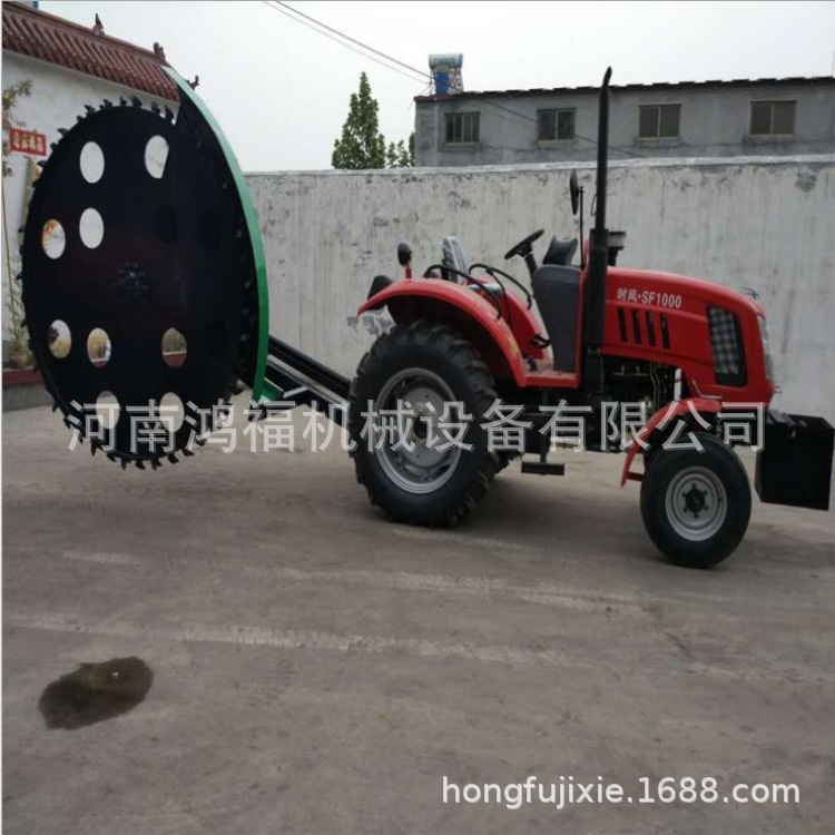 拖拉机带动圆盘开沟机 链条式农用柴油开沟机 多功能开沟施肥机