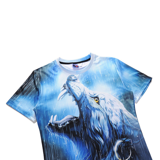 Summer New Creative Wolf Head Totem 3D Printed T-shirt Street 