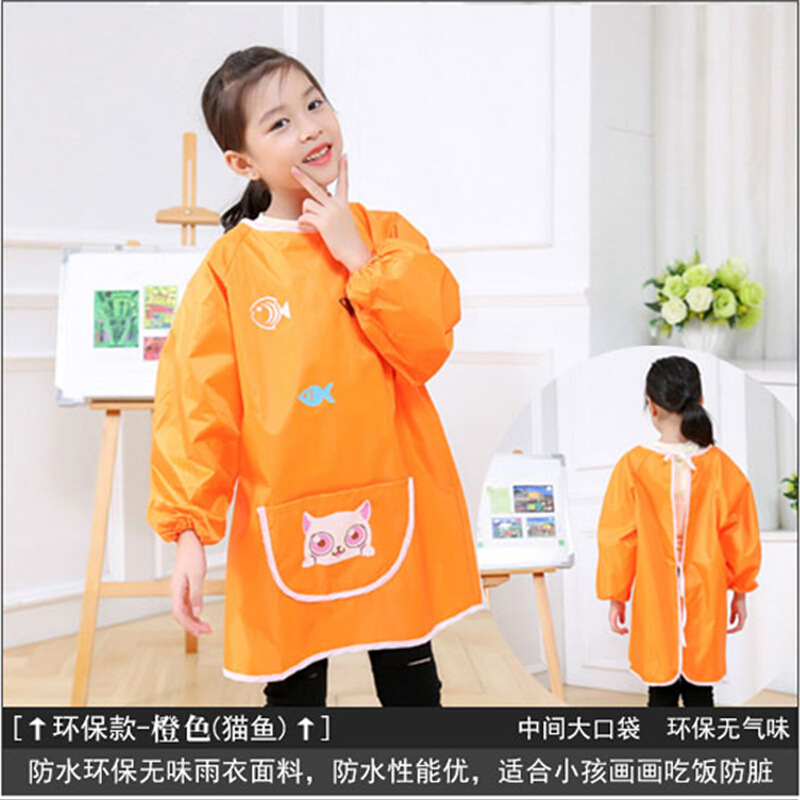 Impermeable abrigo de los niños logotipo personalizado impresión foto pintura ropa delantal hombres y mujeres manga larga comer